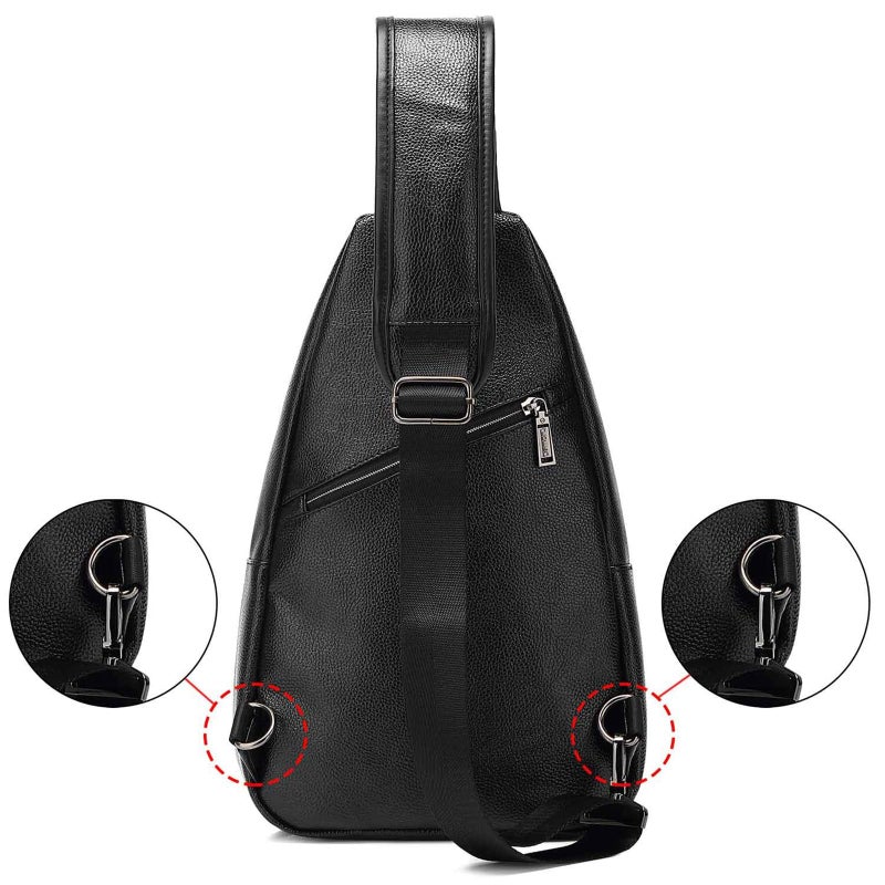 tuowan Small Sling Bag Crossbody Backpack Over the Shoulder Bag for Men Women Travel Outdoors, Lightweight Sling Chest Pack (Large, Pu leather) - Image 4